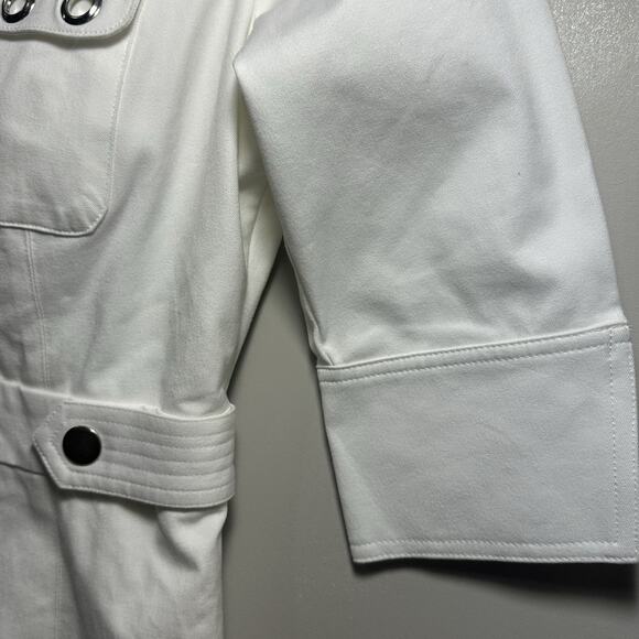 Vintage Cache White Dress Midi Career Size XS Office Business Casual Ponte Knit - Picture 7 of 11